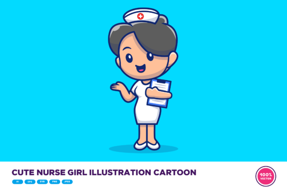 Cute Nurse Girl Illustration Cartoon Graphics