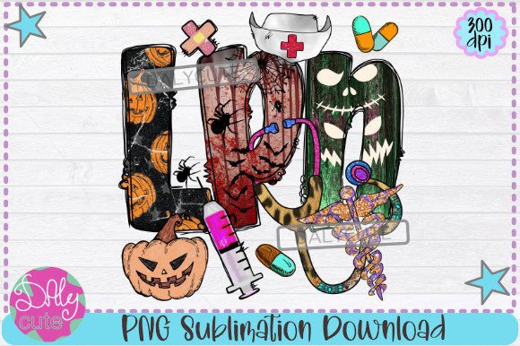 Nurse Halloween Sublimation Graphics for Print Templates